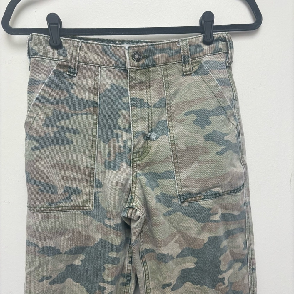 Free People Jeans Camo Remy Cropped Wide Leg High Rise - Picture 6 of 15